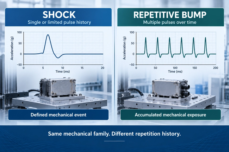 bump test vs shock test pulse comparison